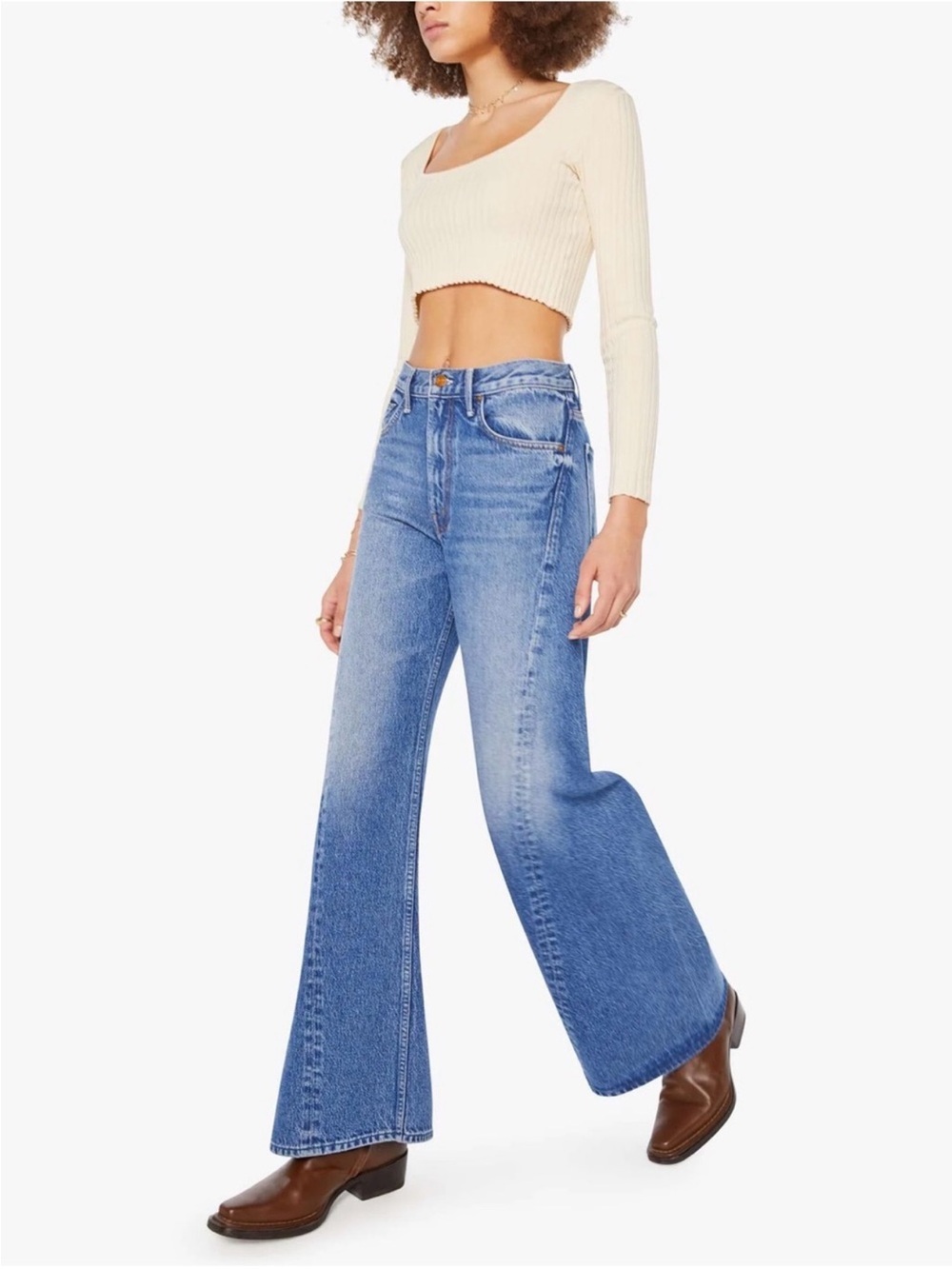 Mother Jeans SNACKS The Lemon Twist Wide Leg Jeans/ Rolling in The Dough/ 27 NWT